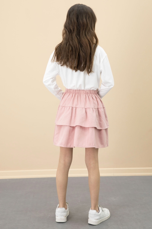 Pembe Fiyonklu Badili Kız Çocuk Etekli 2li Takım 20687