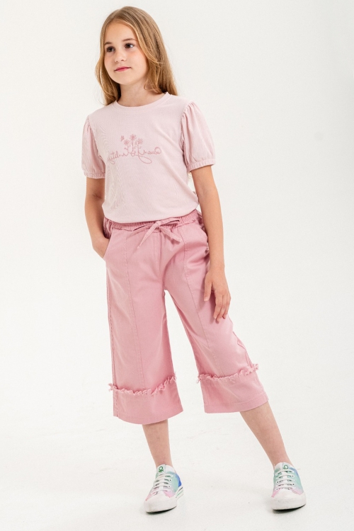 Pembe Kapri Pantolonlu Kız Çocuk Takım 21091