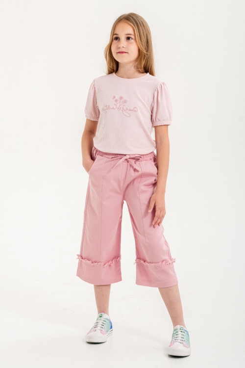 Pembe Kapri Pantolonlu Kız Çocuk Takım 21091
