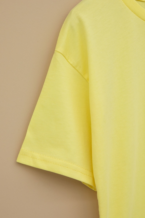 Sarı Kaykay Baskılı Yazılı Erkek Çocuk Bisiklet Yaka Tişört 20915