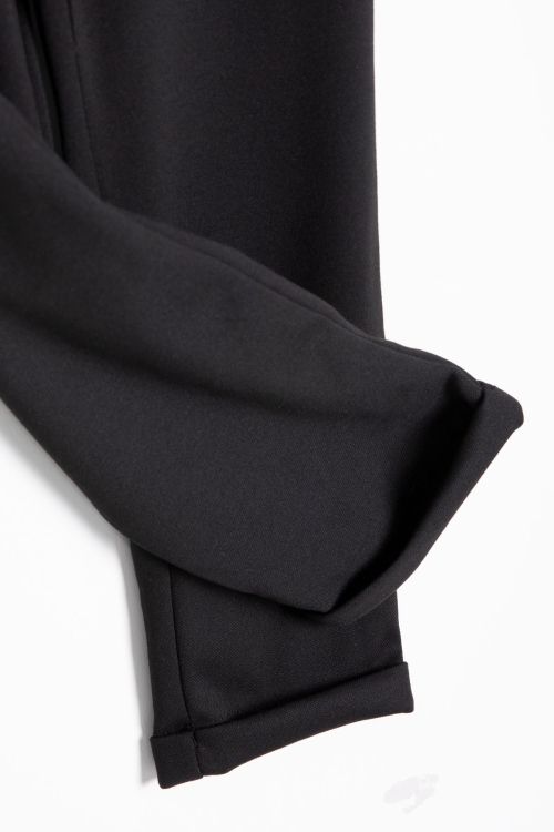 Siyah Beli  Bağcıklı Duble Paça Erkek Çocuk Jogger Kumaş Pantolon 20744