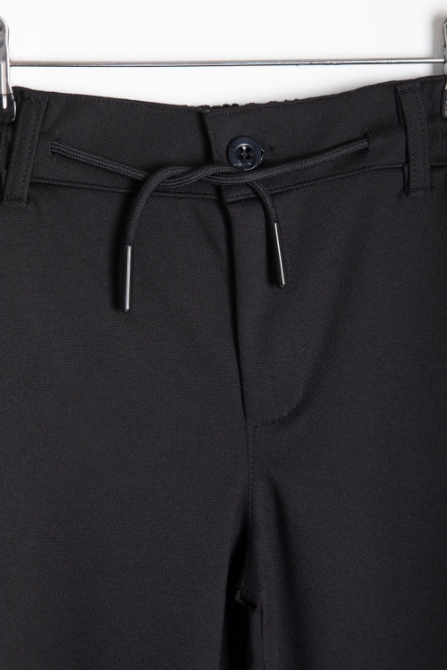 Siyah Beli  Bağcıklı Duble Paça Erkek Çocuk Jogger Kumaş Pantolon 20744