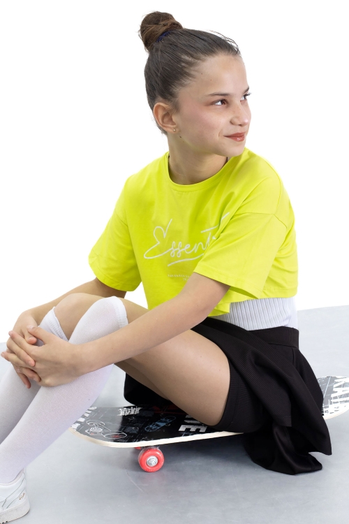 Siyah Beli Lastikli Fitilli Kız Çocuk Tenis Eteği 21044