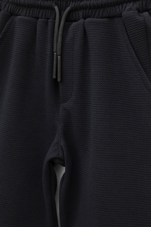 Siyah  Beli Lastikli Ponpon Kumaş Basic Erkek Çocuk Şort 21166