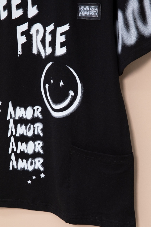 Siyah Cep Detaylı Yazı Baskılı Erkek Çocuk Bisiklet Yaka Tişört 20904