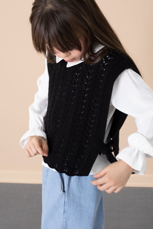 Siyah Dantel Süveterli Jean Pantolonlu Kız Çocuk 3lü Takım 20683