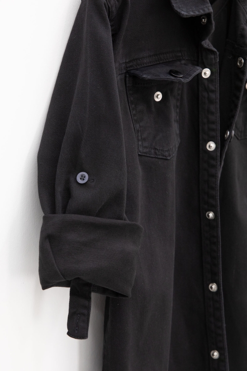 Siyah Keten Gömlekli Bisiklet Yaka Baskılı Tişörtlü Erkek Çocuk 2li Takım 20255