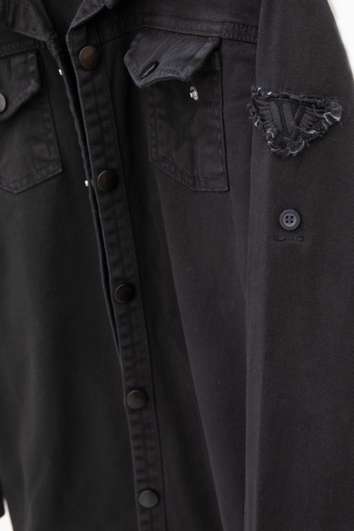 Siyah Keten Gömlekli Bisiklet Yaka Baskılı Tişörtlü Erkek Çocuk 2li Takım 20255