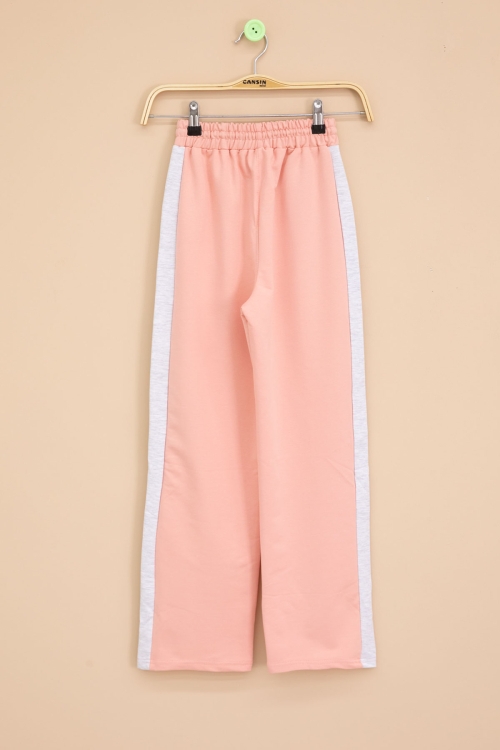 Somon Garnili Geniş Paça Kız Çocuk Beli Lastikli Eşofman Altı 20616