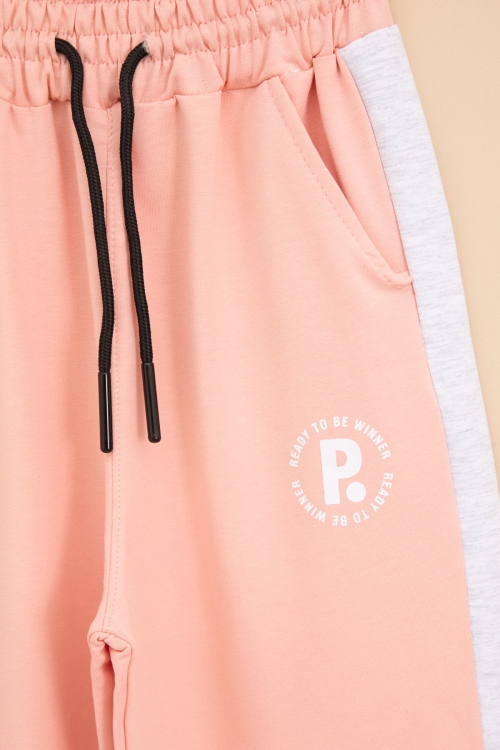 Somon Garnili Geniş Paça Kız Çocuk Beli Lastikli Eşofman Altı 20616