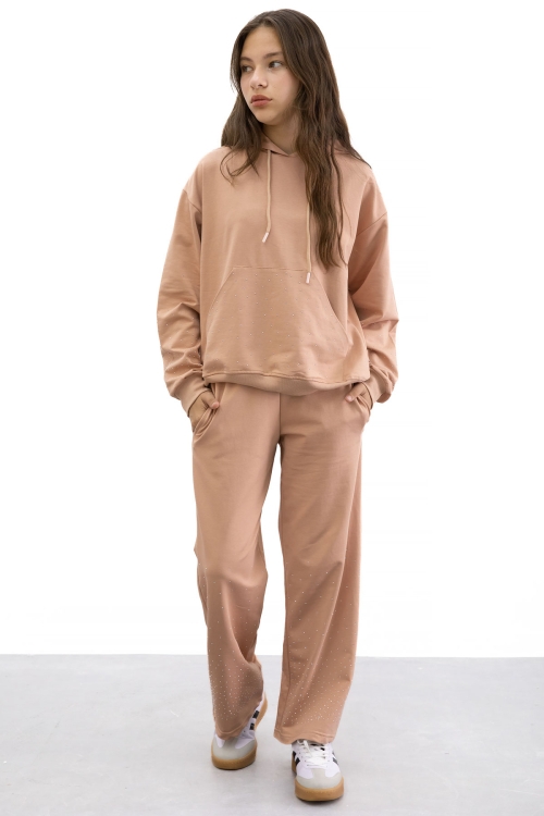 Somon Kız Çocuk Taş Detaylı 2li Takım 21184