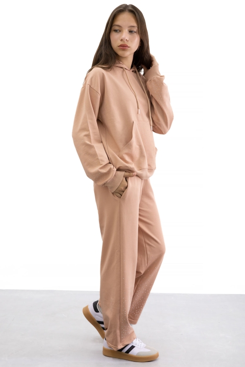 Somon Kız Çocuk Taş Detaylı 2li Takım 21184