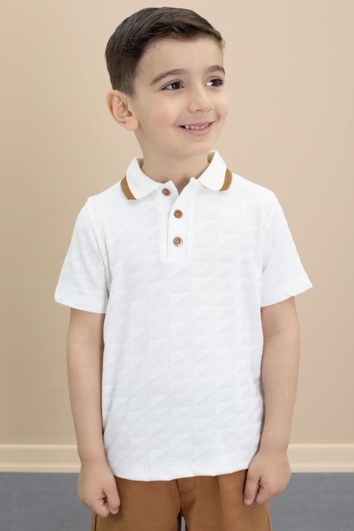 Taba Polo Yaka Düğmeli Tişörtlü Erkek Çocuk Şortlu 2li Takım 21106