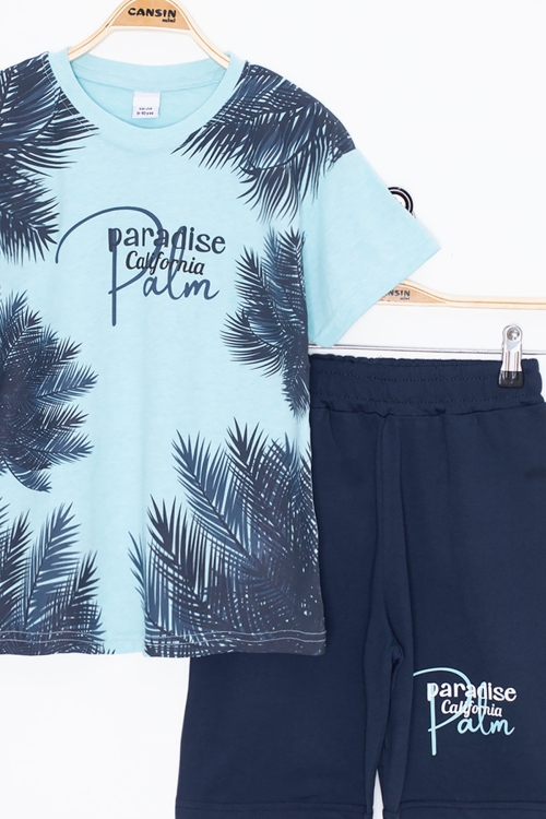 Turkuaz Paradise Yazılı Erkek Çocuk Şortlu 2li Takım 20650