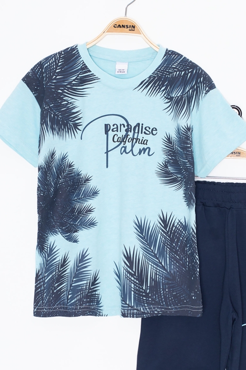 Turkuaz Paradise Yazılı Erkek Çocuk Şortlu 2li Takım 20650