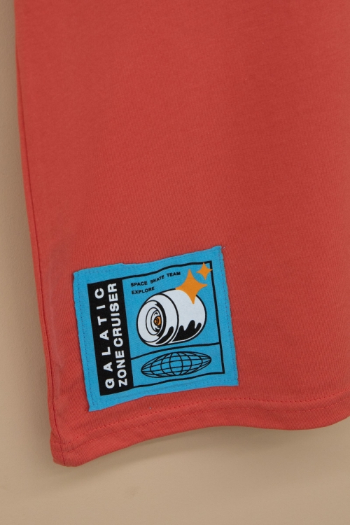 Turuncu Kaykay Baskılı Yazılı Erkek Çocuk Bisiklet Yaka Tişört 20916