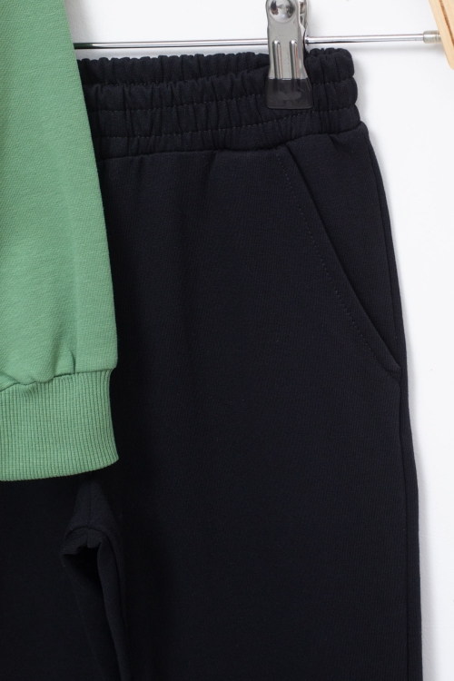 Yeşil Ayıcık Baskılı İspanyol Paça Pantolonlu Kız Çocuk Takım 18572