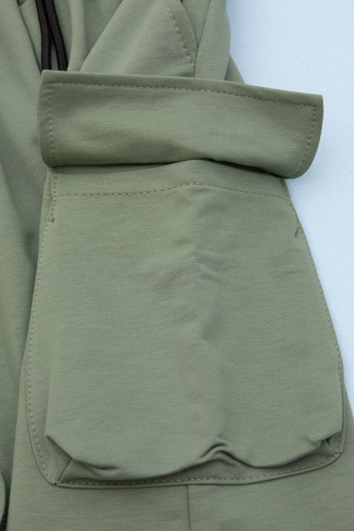 Yeşil Cebi Yazı Baskılı Beli Lastikli Erkek Çocuk Şort 21161