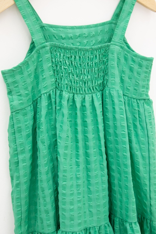 Yeşil Desenli Kız Çocuk Askılı Elbise 19146