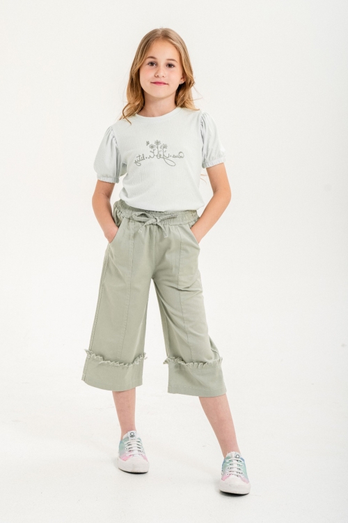 Yeşil Kapri Pantolonlu Kız Çocuk Takım 21087