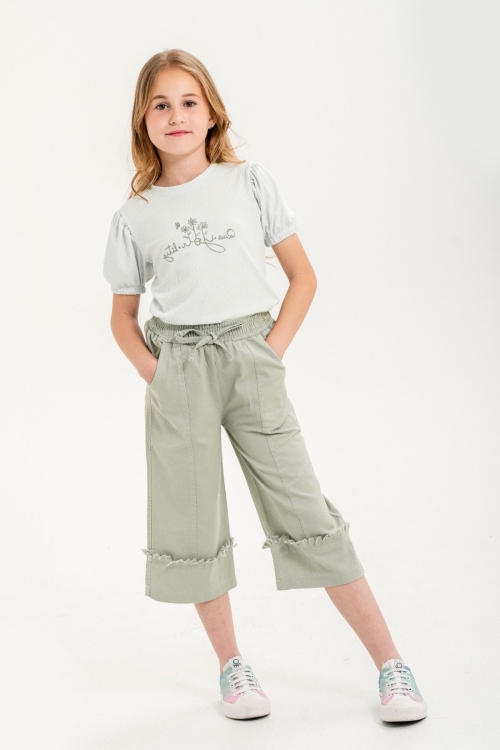 Yeşil Kapri Pantolonlu Kız Çocuk Takım 21087