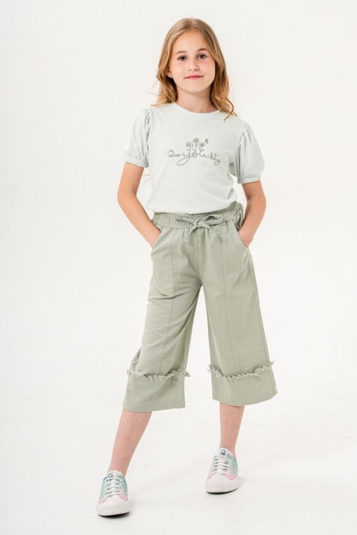 Yeşil Kapri Pantolonlu Kız Çocuk Takım 21087