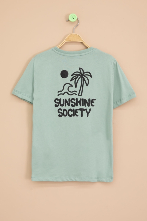 Yeşil Palmiye Baskılı Sırtı Yazılı Erkek Çocuk Kısa Kol Tişört 20929