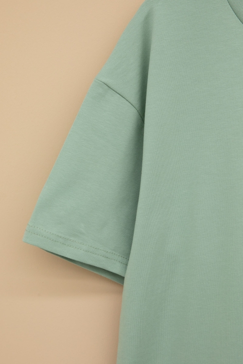 Yeşil Skateboard Baskılı Cepli Erkek Çocuk Bisiklet Yaka Tişört 20909