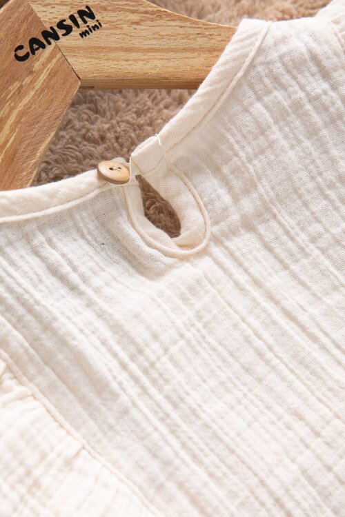 Bej Dantel Detaylı Bluzlu Jean Şortlu Kız Çocuk 2li Takım 22663