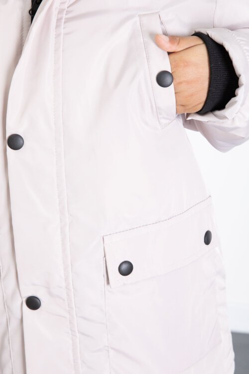 Bej İçi Kürklü Çıkarılabilir Kapüşonlu Basic Erkek Çocuk Şişme Mont 21441