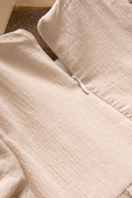 Bej Kız Çocuk Dantel Detaylı Kolu Fırfırlı Elbise  22684