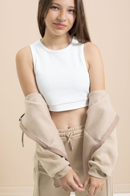 Bej Kız Çocuk Şardonlu Boncuk İşlemeli 2li Takım 21417