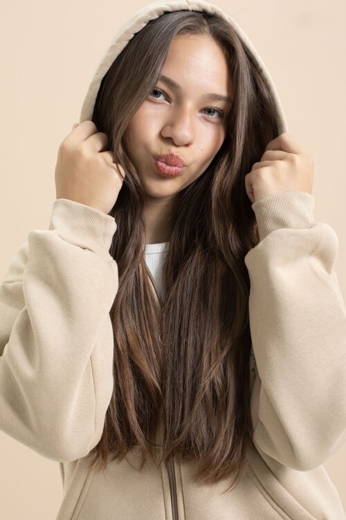 Bej Kız Çocuk Şardonlu Boncuk İşlemeli 2li Takım 21417