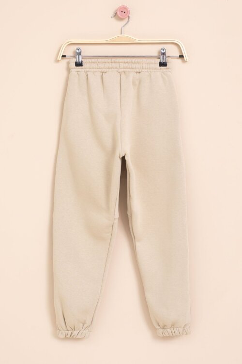 Bej Şerit Detaylı Yazı Baskılı Beli Lastikli Erkek Çocuk Eşofman Altı 21458