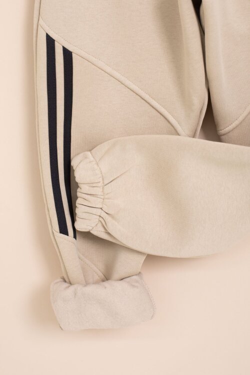 Bej Şerit Detaylı Yazı Baskılı Beli Lastikli Erkek Çocuk Eşofman Altı 21458