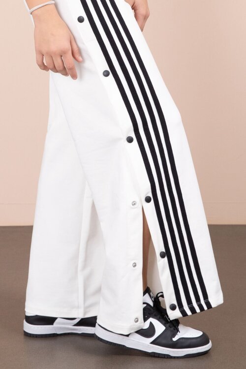 Ekru Şeritli Çıtçıt Kapama Geniş Paça Kız Çocuk Beli Lastikli Eşofman Altı  23282