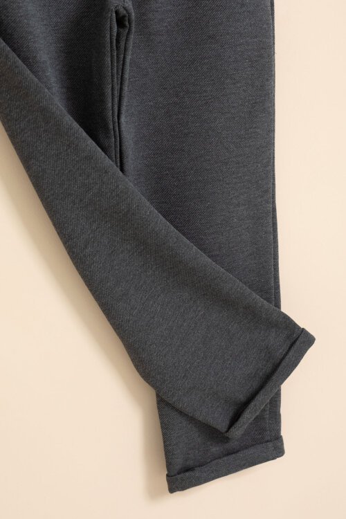 Füme Erkek Çocuk Duble Paça Beli Lastikli Basic Kumaş Pantolon 21422