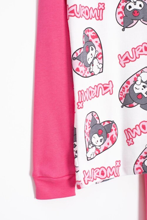 Fuşya Kalpli Yazı Desenli Kız Çocuk Pijama Takımı 23260