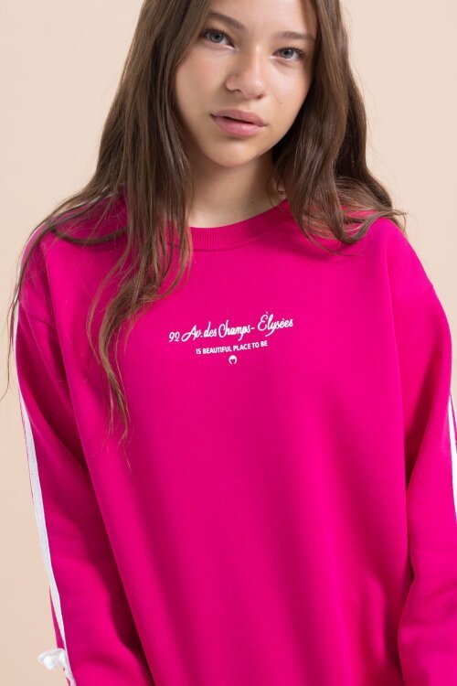 Fuşya Kız Çocuk Şerit Detaylı 3 İplik Şardonlu Takım 21517