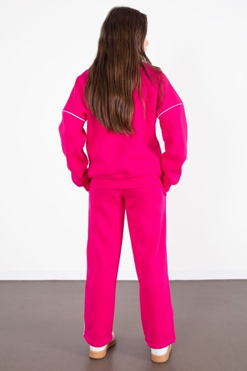 Fuşya Payet İşlemeli Şardonlu Kız Çocuk 2li Eşofman Takımı 21426