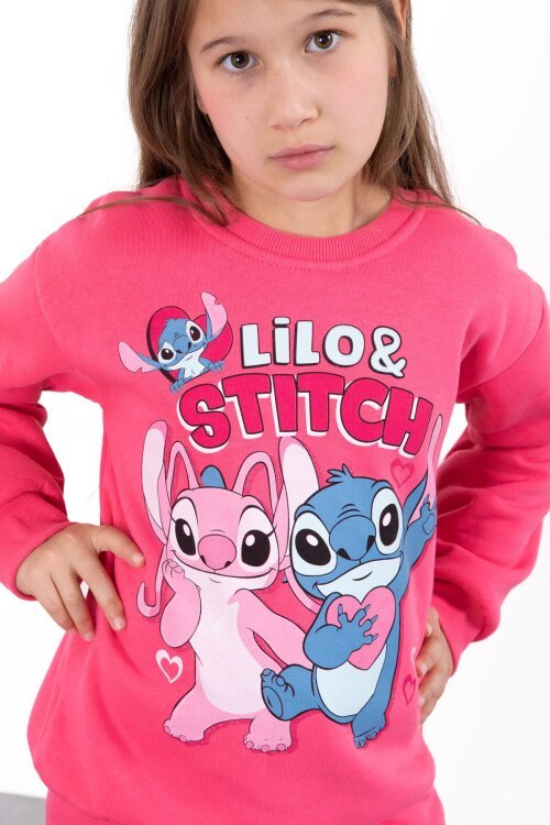 Fuşya Sevimli Simli Karakter Baskı Şardonlu Kız Çocuk Eşofman Takım 23297