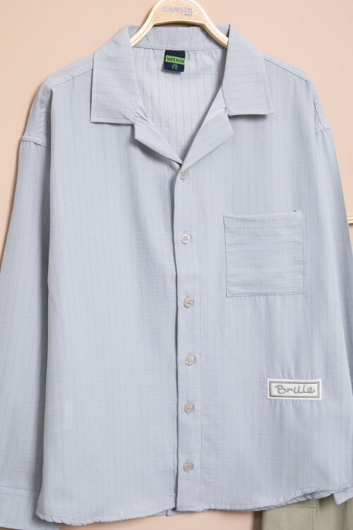 Gri Çizgili Gömlekli Paraşüt Pantolonlu Erkek Çocuk 2li Takım 23263