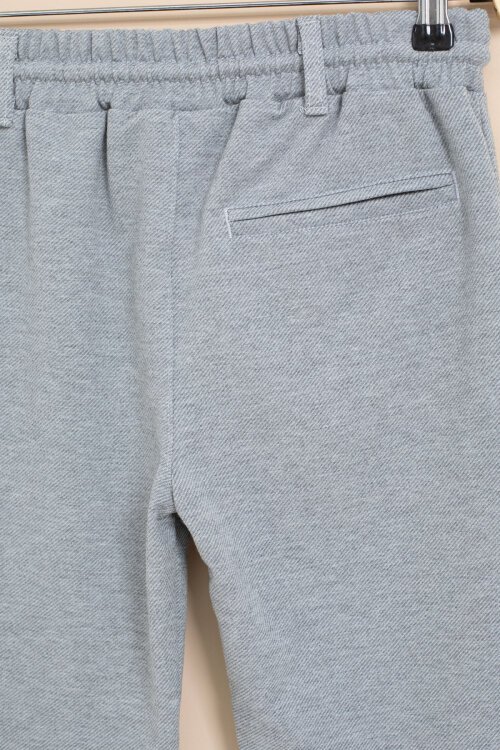 Gri Erkek Çocuk Duble Paça Beli Lastikli Basic Kumaş Pantolon 21419