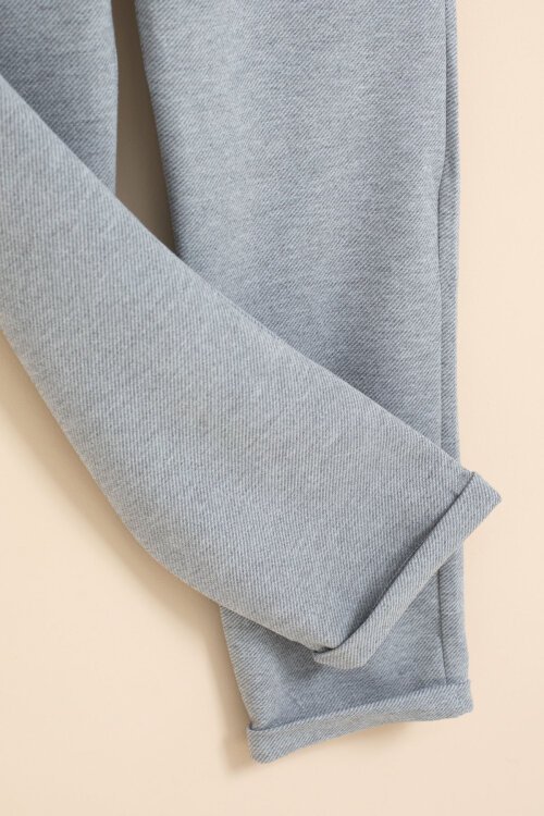 Gri Erkek Çocuk Duble Paça Beli Lastikli Basic Kumaş Pantolon 21419