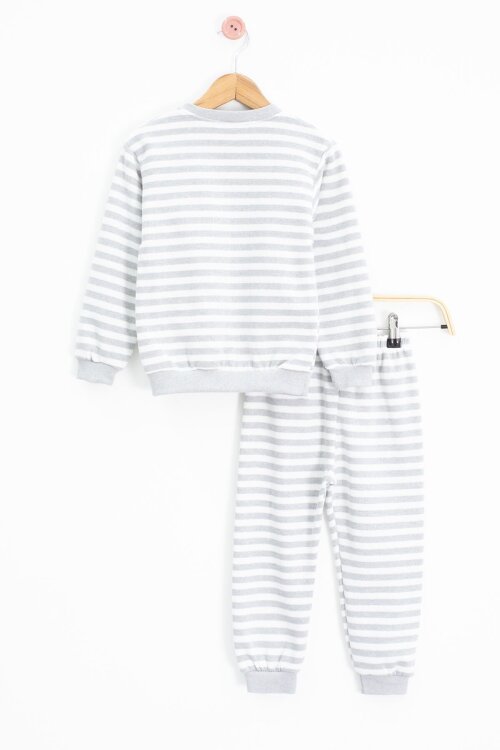 Gri Erkek Çocuk Şardonlu Ayıcık Nakışlı 2li Takım 22701