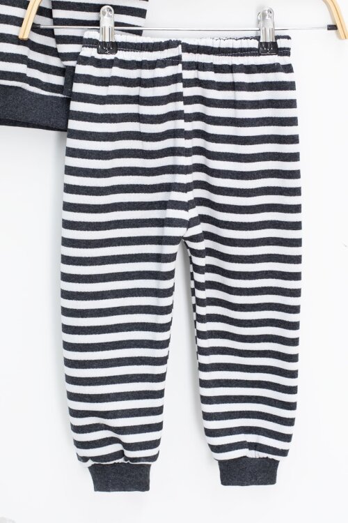 Gri Erkek Çocuk Yazı Nakışlı Şardonlu 2li takım 22705