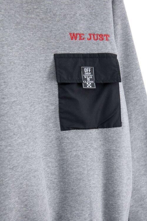 Gri Yazı Baskılı Şardonlu Erkek Çocuk Kapüşonlu Eşofman Takımı 22716