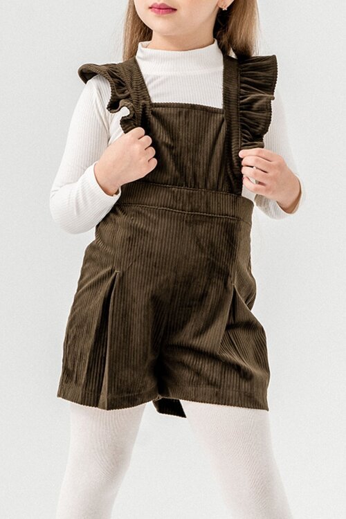 Haki Kız Çocuk Kadife Fitilli Salopet 22689