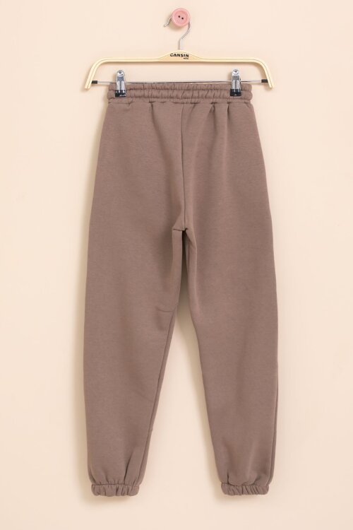 Kahve Şerit Detaylı Yazı Baskılı Beli Lastikli Erkek Çocuk Eşofman Altı 21455