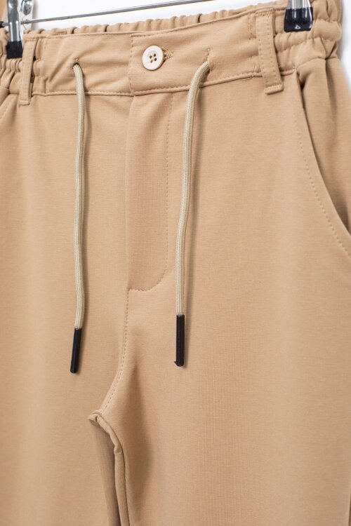 Kahverengi Duble Paça Beli Bağcıklı Erkek Çocuk Kumaş Pantolon  22679